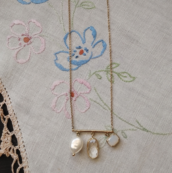 Anthropologie Stone and Pearl Charm Necklace - Picture 2 of 9